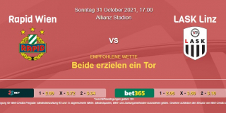 Vorhersage zu Admiral Bundesliga Rapid Wien - LASK Linz: 31 Oktober 2021