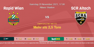 Vorhersage zu Admiral Bundesliga Rapid Wien - SCR Altach: 20 November 2021