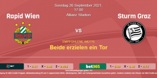 Vorhersage zu Admiral Bundesliga Rapid Wien - Sturm Graz: 26 September 2021