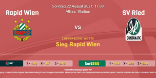Vorhersage zu Admiral Bundesliga Rapid Wien - SV Ried: 22 August 2021