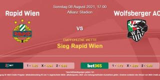 Vorhersage zu Admiral Bundesliga Rapid Wien - Wolfsberger AC: 08 August 2021