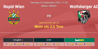 Vorhersage zur Admiral Bundesliga Rapid Wien - Wolfsberger AC: 10 September 2022