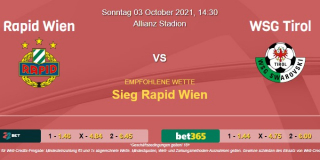 Vorhersage zu Admiral Bundesliga Rapid Wien - WSG Tirol: 03 Oktober 2021