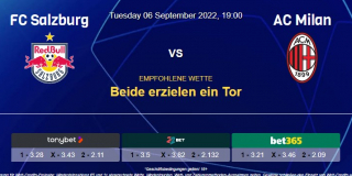 Vorhersage zur Champions League RB Salzburg - AC Mailand: 06 September 2022