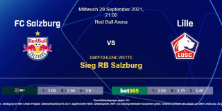 Vorhersage zu Champions League RB Salzburg - Lille: 29 September 2021