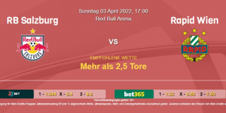 Vorhersage zur Admiral Bundesliga RB Salzburg - Rapid Wien: 03 April 2022