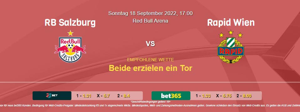 RB Salzburg – Rapid Wien (18.09.2022): Prognose und Tipps