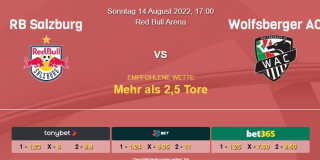 Vorhersage zur Admiral Bundesliga RB Salzburg - Wolfsberger AC: 14 August 2022