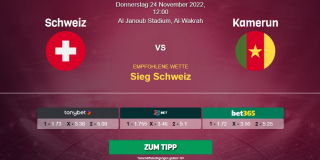 Vorhersage zur WM 2022 Schweiz - Kamerun: 24 November 2022