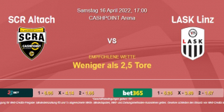 Vorhersage zur Admrial Bundesliga SCR Altach - LASK Linz: 16 April 2022