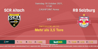 Vorhersage zu Admiral Bundesliga SCR Altach - RB Salzburg: 16 Oktober 2021