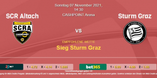 Vorhersage zu Admiral Bundesliga SCR Altach - Sturm Graz: 07 November 2021