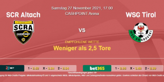 Vorhersage zu Admiral Bndesliga SCR Altach - WSG Tirol: 27 November 2021