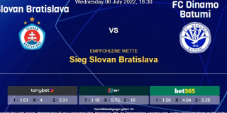 Vorhersage zur Champions League Qualifikation Slovan Bratislava - Dinamo Batumi: 06 Juli 2022