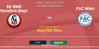Vorhersage zu Österreich 2. Liga Steyr - FAC Wien: 22 April 2022