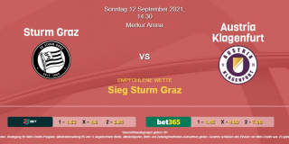 Vorhersage zu Admiral Bundesliga Sturm Graz - Austria Klagenfurt: 12 September 2021