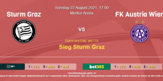 Vorhersage zu Admiral Bundesliga Sturm Graz - Austria Wien: 22 August 2021
