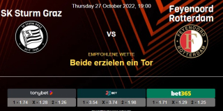 Vorhersage zur Europa League Sturm Graz - Feyenoord: 27 Oktober 2022