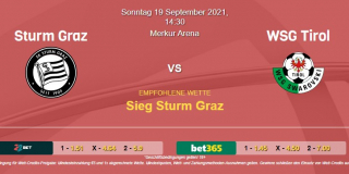 Vorhersage zu Admiral Bundesliga Sturm Graz - WSG Tirol: 19 September 2021