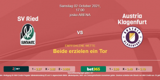 Vorhersage zu Admiral Bundesliga SV Ried - Austria Klagenfurt: 02 Oktober 2021