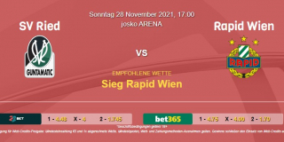 Vorhersage zu Admiral Bundesliga SV Ried - Rapid Wien: 28 November 2021