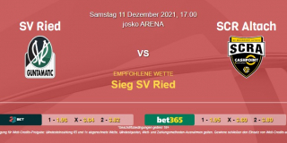 Vorhersage zu Admiral Bundesliga SV Ried - SCR Altach: 11 Dezember 2021