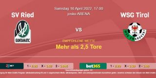 Vorhersage zur Admiral Bundesliga SV Ried - WSG Tirol: 16 April 2022