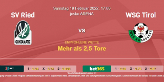 Vorhersage zu Admiral Bundesliga SV Ried - WSG Tirol: 19 Februar 2022