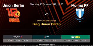 Vorhersage zur Europa League Union Berlin - Malmö FF: 13 Oktober 2022
