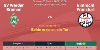 Vohersage zur Deutschen Bundesliga Werder Bremen - Eintracht Frankfurt: 28 August 2022