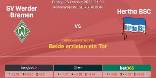Vorhersage zur Deutschen Bundesliga Werder Bremen - Hertha BSC: 28 Oktober 2022