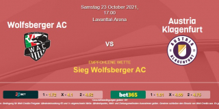 Vorhersage zu Admiral Bundesliga Wolfsberger AC - Austria Klagenfurt: 23 Oktober 2021