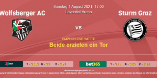 Vorhersage zu Admiral Bundesliga Wolfsberger AC - Sturm Graz: 01 August 2021