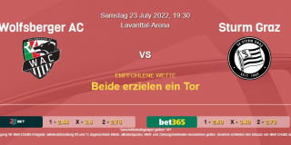 Vorhersage zur Admiral Bundesliga Wolfsberger AC - Sturm Graz: 23 Juli 2022