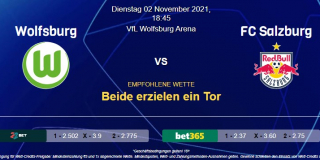 Vorhersage zu Champions League Wolfsburg - RB Salzburg: 02 November 2021