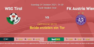 Vorhersage zu Admiral Bundesliga WSG Tirol - Austria Wien: 31 Oktober 2021