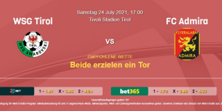 Vorhersage zu Admiral Bundesliga WSG Tirol - FC Admira: 24 Juli 2021