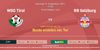Vorhersage zu Admiral Bundesliga WSG Tirol - RB Salzburg: 11 September 2021