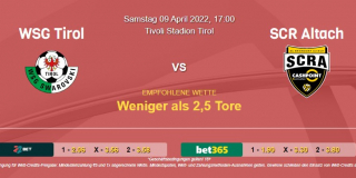 Vorhersage zur Admiral Bundesliga WSG Tirol - SCR Altach: 09 April 2022