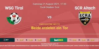 Vorhersage zu Admiral Bundesliga WSG Tirol - SCR Altach: 21 August 2021