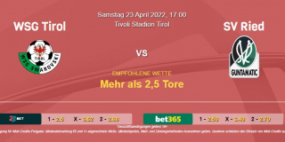 Vorhersage zur Admiral Bundesliga WSG Tirol - SV Ried: 23 April 2022