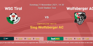 Vorhersage zu Admiral Bundesliga WSG Tirol - Wolfsberger AC: 21 November 2021
