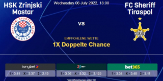 Vorhersage zur Champions League Qualifikation Zrinjski Mostar - FC Sheriff: 06 Juli 2022