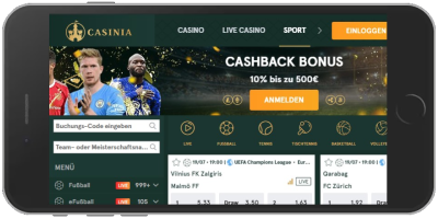 Casinia Sportwetten auf dem handy