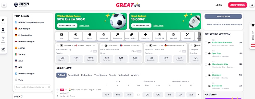 GreatWin Sportwetten